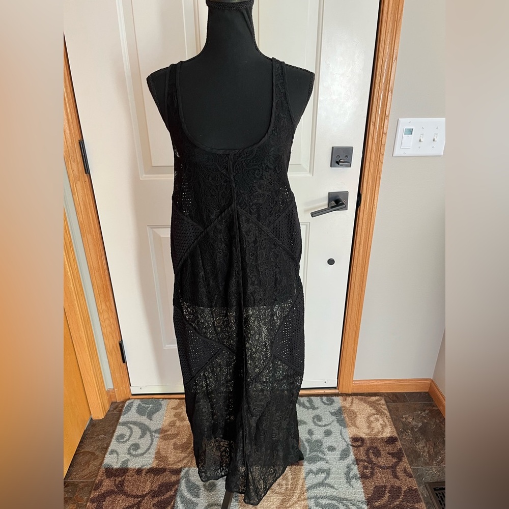 New Women’s Bond-Eye Australia black lace  maxi swim beach cover up dress.Medium